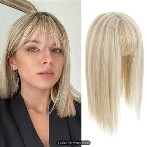 AWESOME Deal before Christmas!Hair topper  with Bangs blended lowlight w blonde